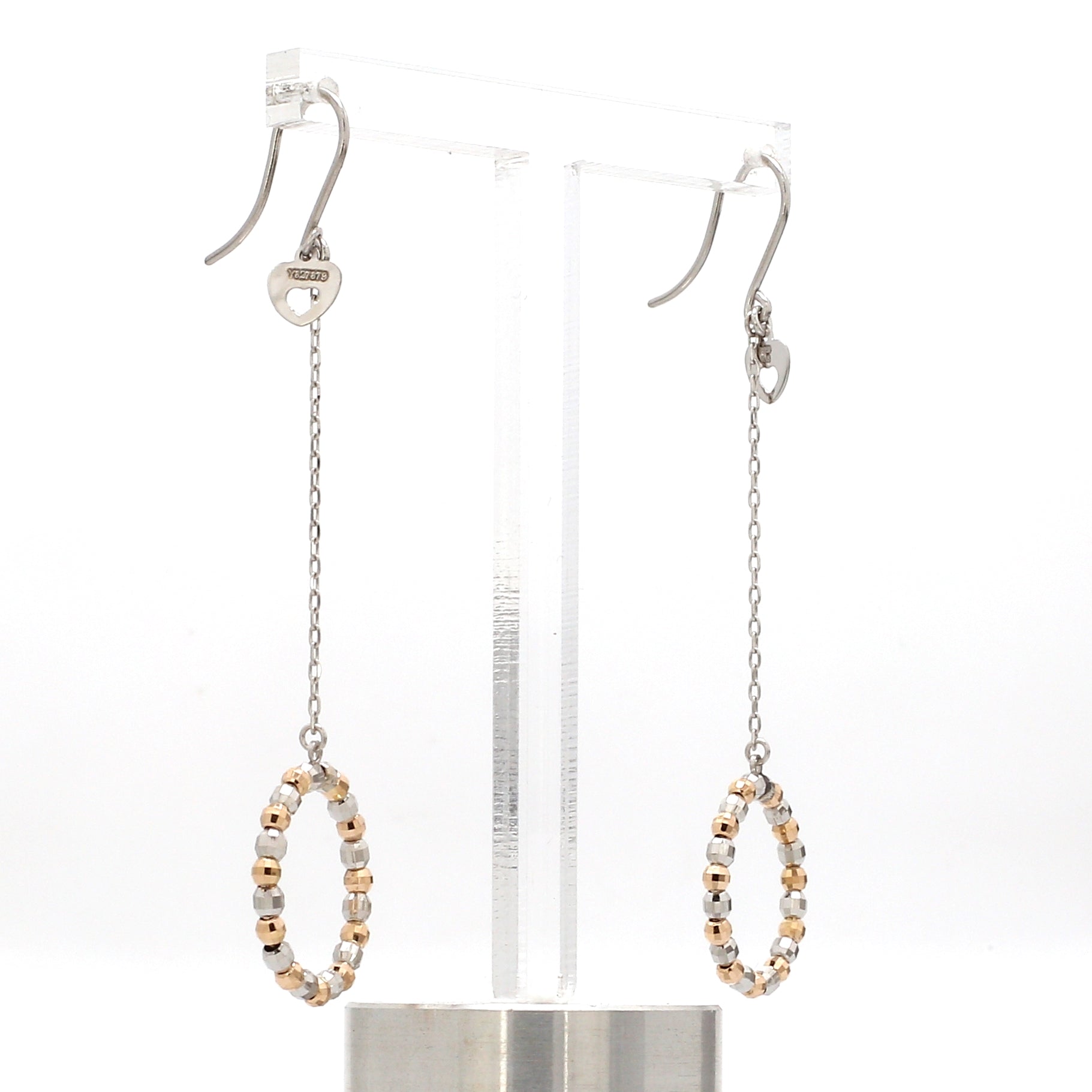 Japanese Platinum Earrings with Rose Gold Diamond Cut Balls for Women JL PT E 223   Jewelove.US