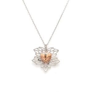 Maple Leaf Heart Platinum Rose Gold Fusion Pendant JL PT P 211   Jewelove.US