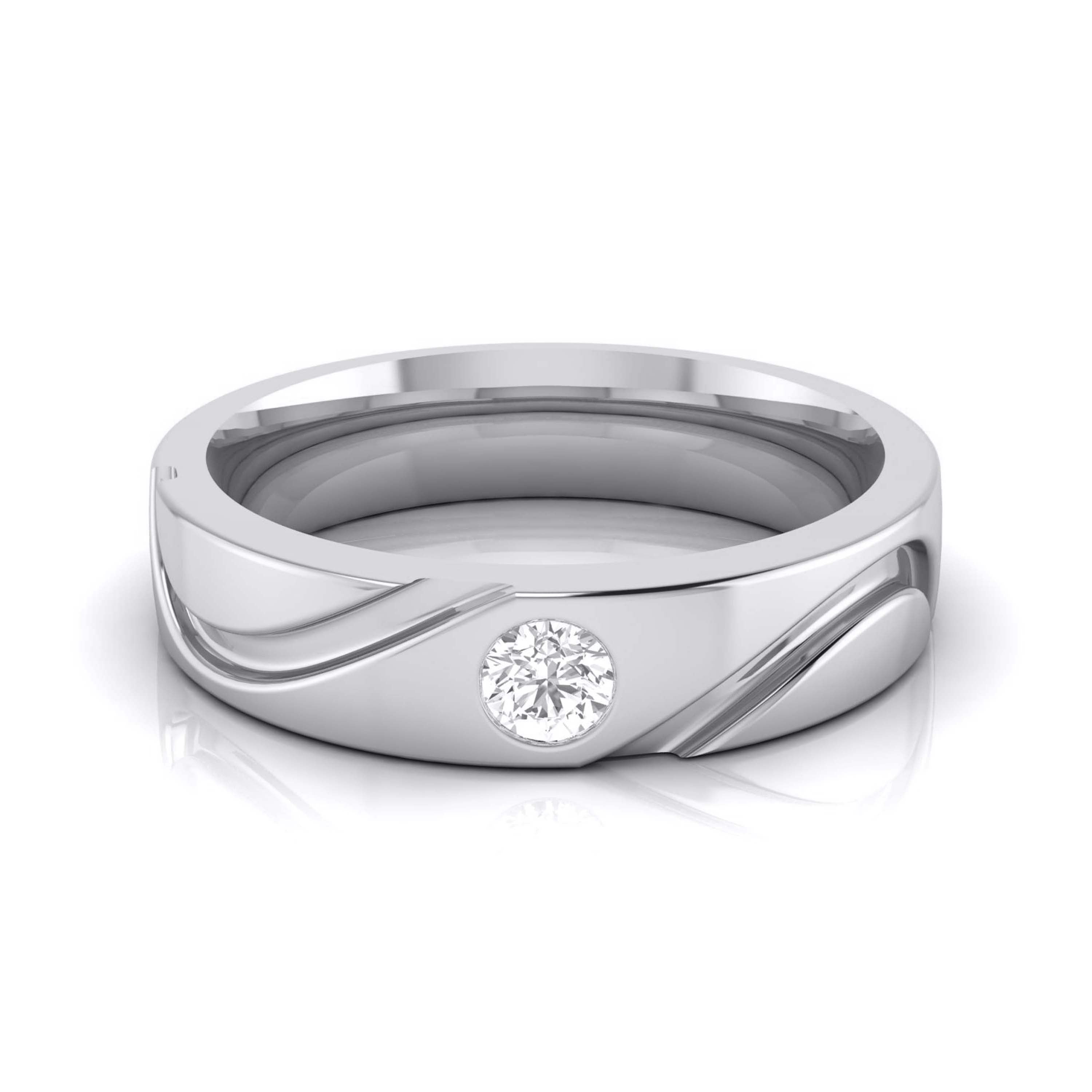 Single Diamond Platinum Ring for Men JL PT B-15  Men-s-Ring-only-VVS-GH Jewelove.US