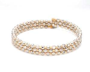 Japanese 3-row Platinum & Rose Gold Bracelet for Women with Diamond Cut Balls JL PTB 768