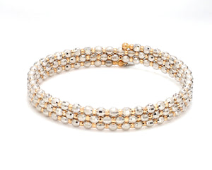 Japanese 3-row Platinum & Rose Gold Bracelet for Women with Diamond Cut Balls JL PTB 768   Jewelove.US