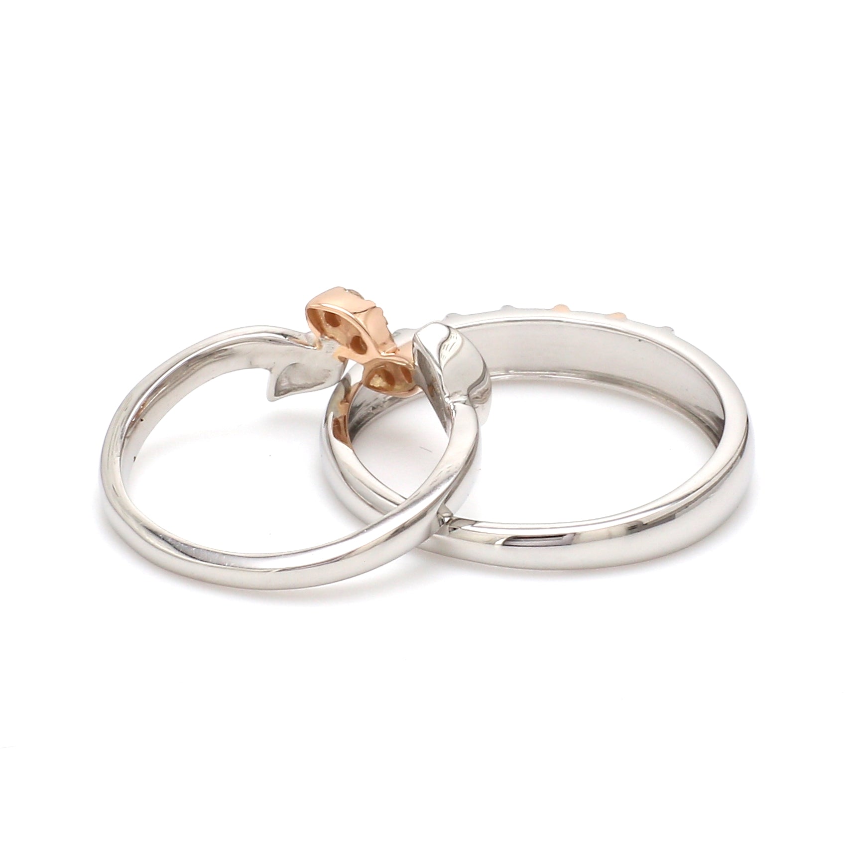 Platinum & Rose Gold Couple Rings JL PT 999   Jewelove