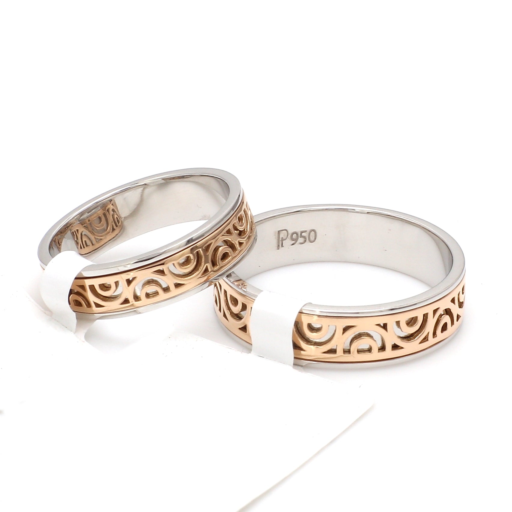 Designer Platinum & Rose Gold Couple Rings JL PT 1115   Jewelove.US