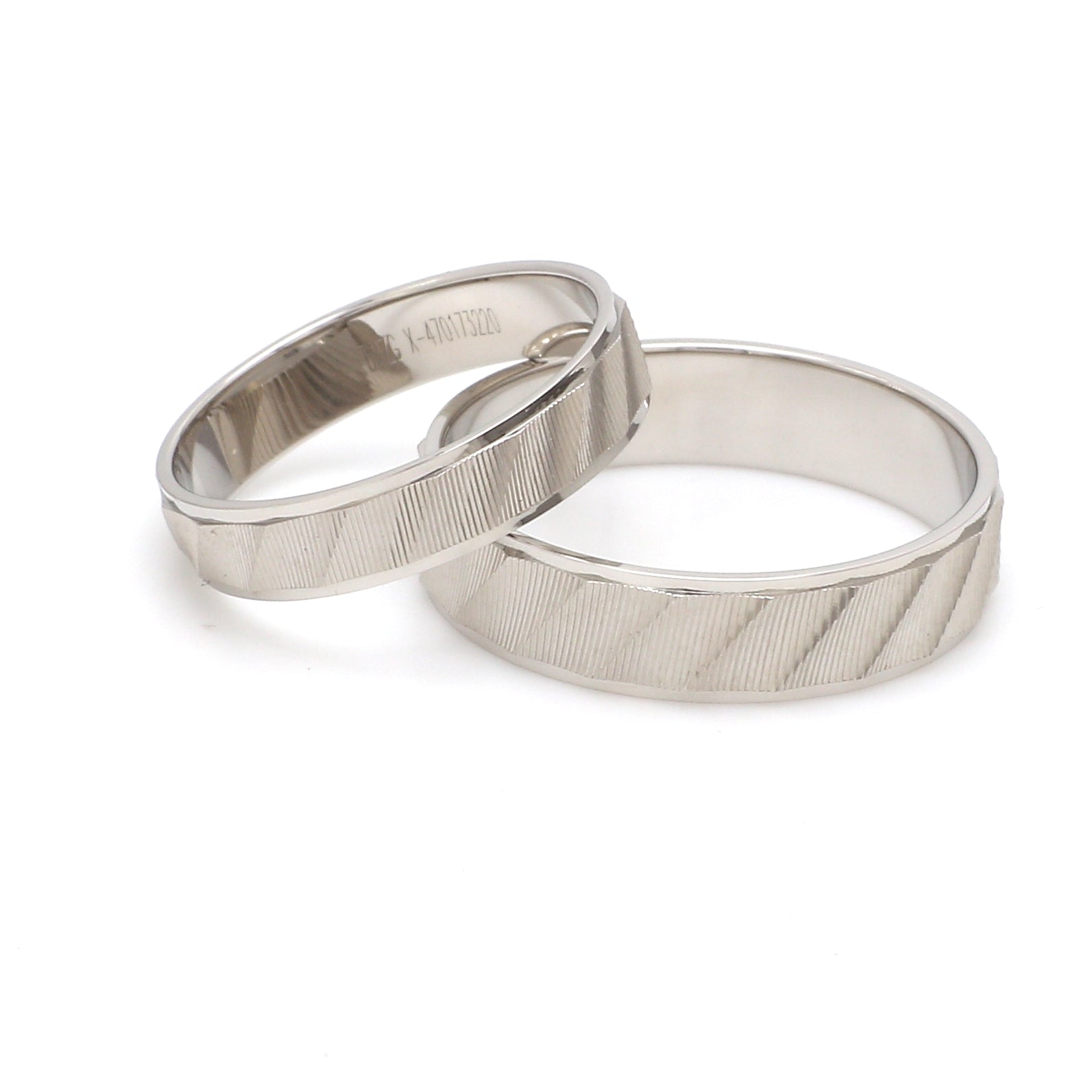 Designer Plain Platinum Love Bands with Unique Slanting Texture JL PT 1108   Jewelove.US