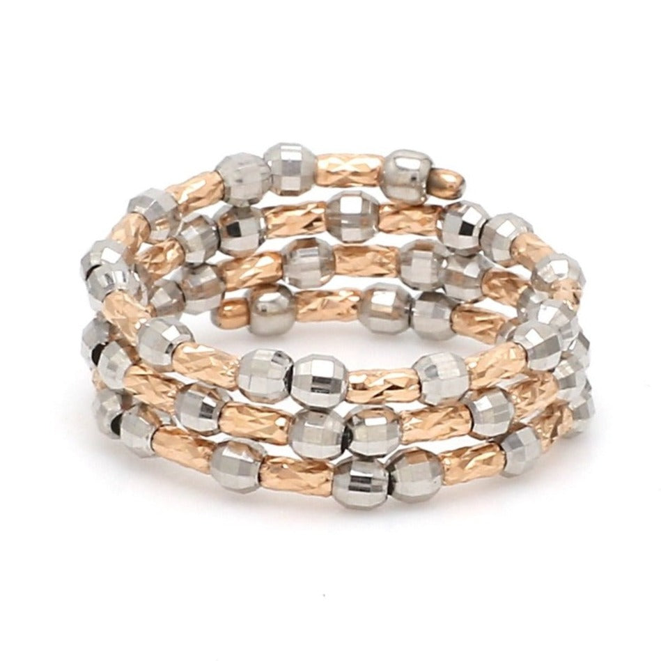 Dazzling Shiny 3-Row Flexible Platinum & Rose Gold Ring with Diamond Cut Balls JL PT 718   Jewelove.US