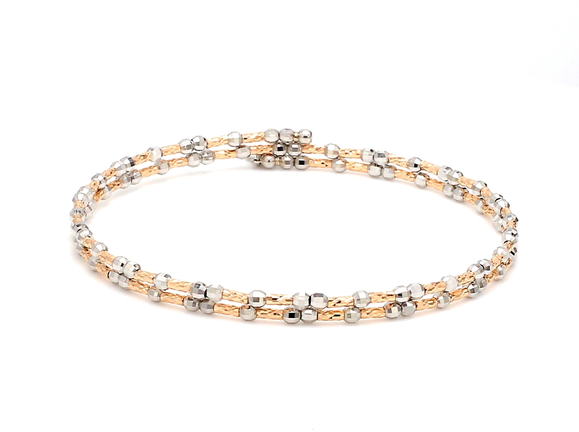 Unique 2-Row Japanese Platinum & Rose Gold Bracelet for Women JL PTB 774   Jewelove.US