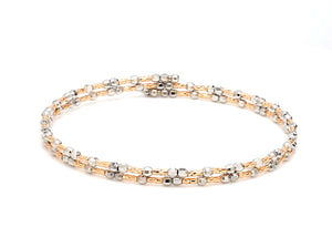 Unique 2-Row Japanese Platinum & Rose Gold Bracelet for Women JL PTB 774