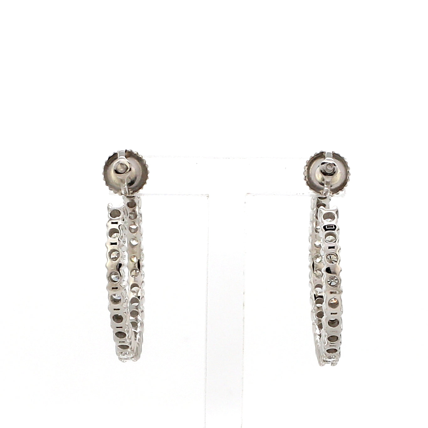 Platinum Diamond Hoop Bali Earrings for Women JL PT E DH RD 109   Jewelove.US