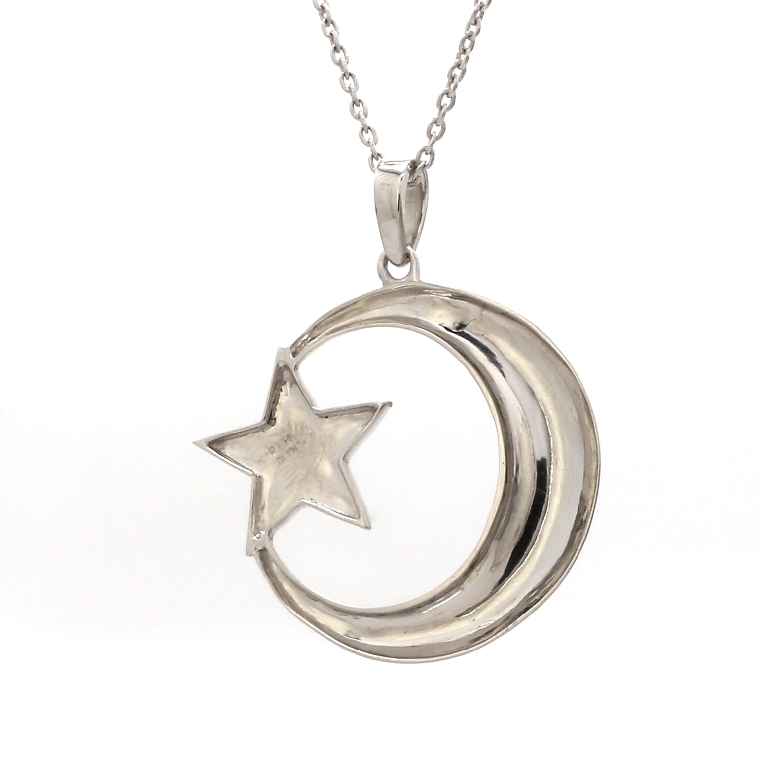 Customised Platinum Star Moon Pendant JL PT P 307   Jewelove.US