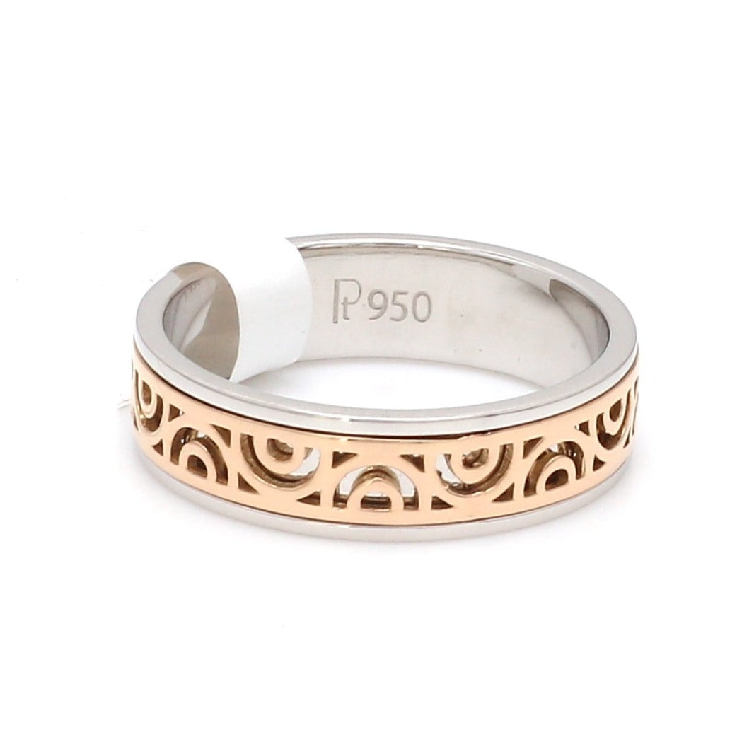 Front View of Designer Platinum & Rose Gold Ring for Women JL PT 1120