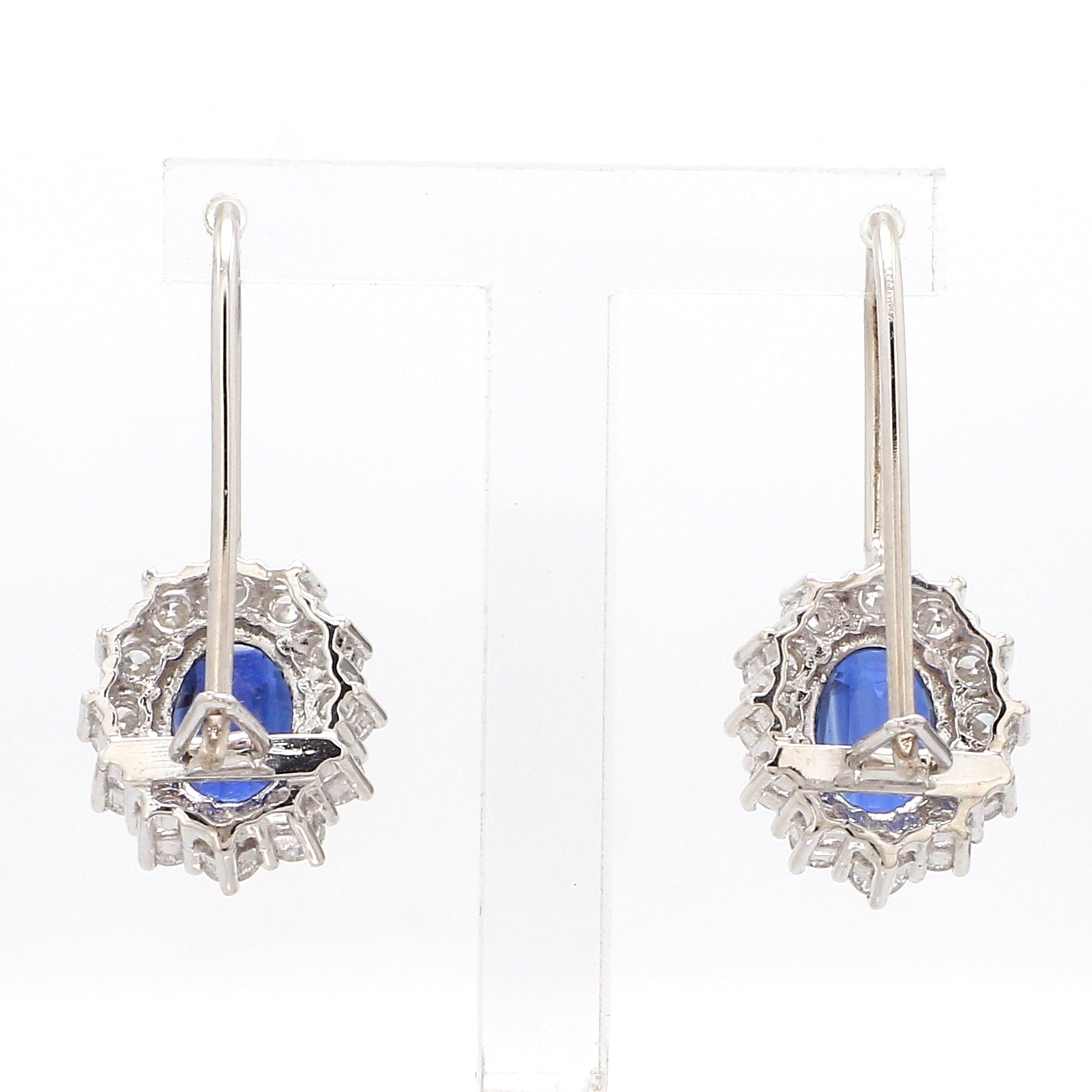 Customised 14K White Gold Kyanite Earrings with diamonds   Jewelove.US