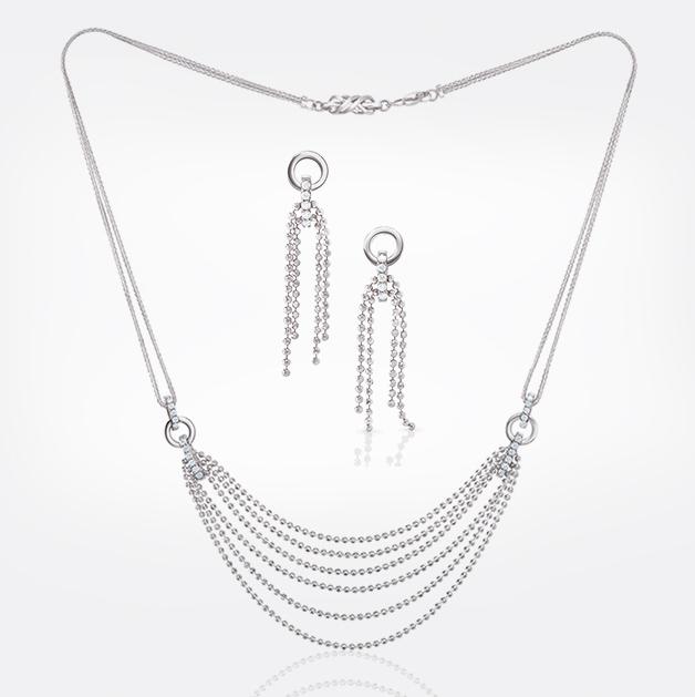 Bridal Platinum Evara Diamond Necklace Earrings with Diamonds for Wo