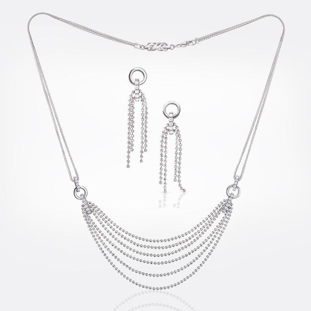 Bridal Platinum Evara Diamond Necklace & Earrings with Diamonds for Women JL PTN 178  Pendant-Set Jewelove.US