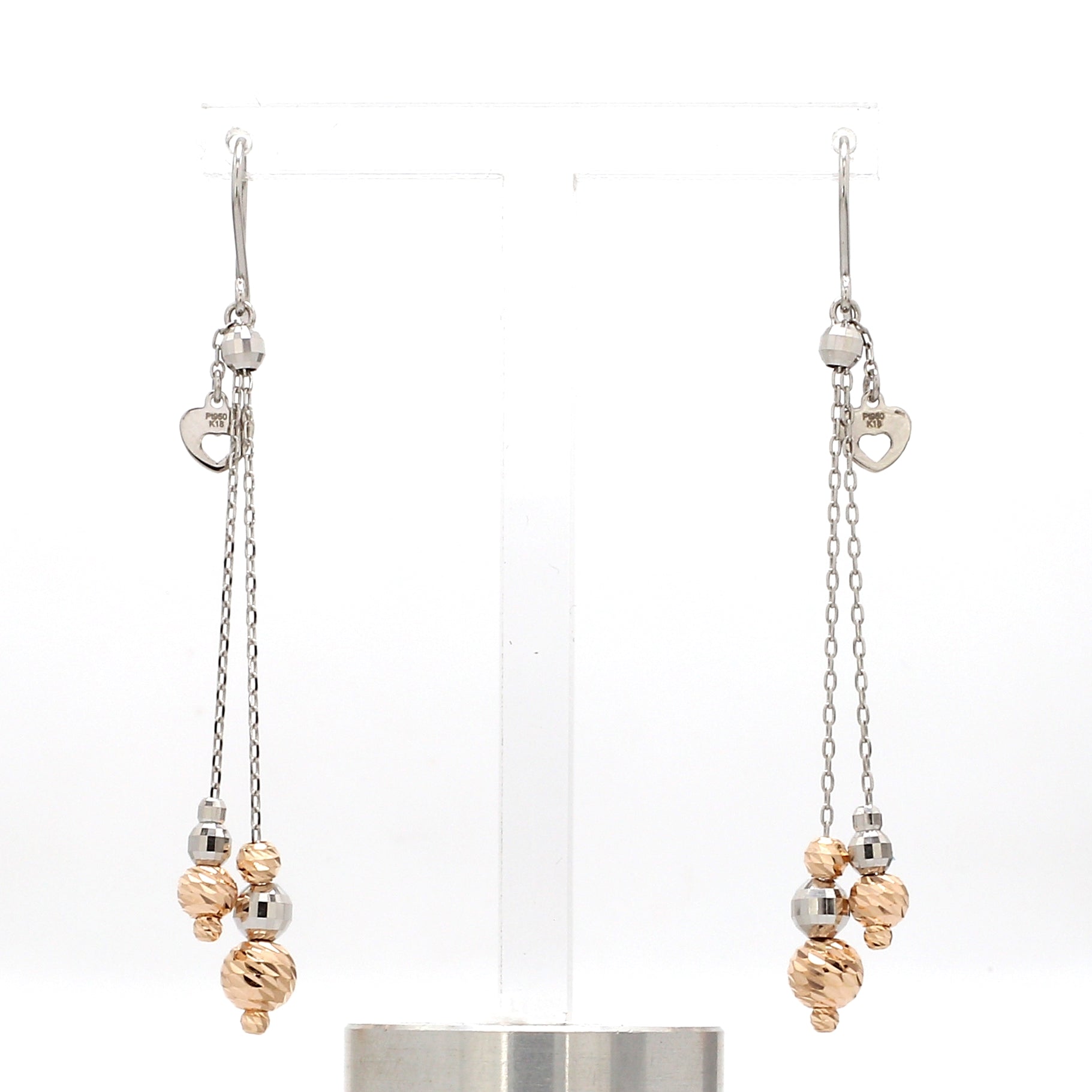 Japanese Platinum Earrings with Rose Gold for Women JL PT E 278   Jewelove.US