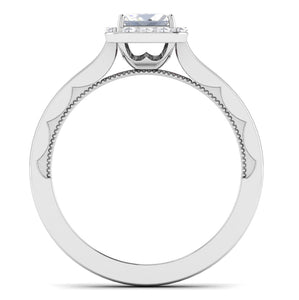 50 Pointer Princess Cut Halo Diamond Platinum Solitaire Engagement Ring JL PT 6592   Jewelove.US