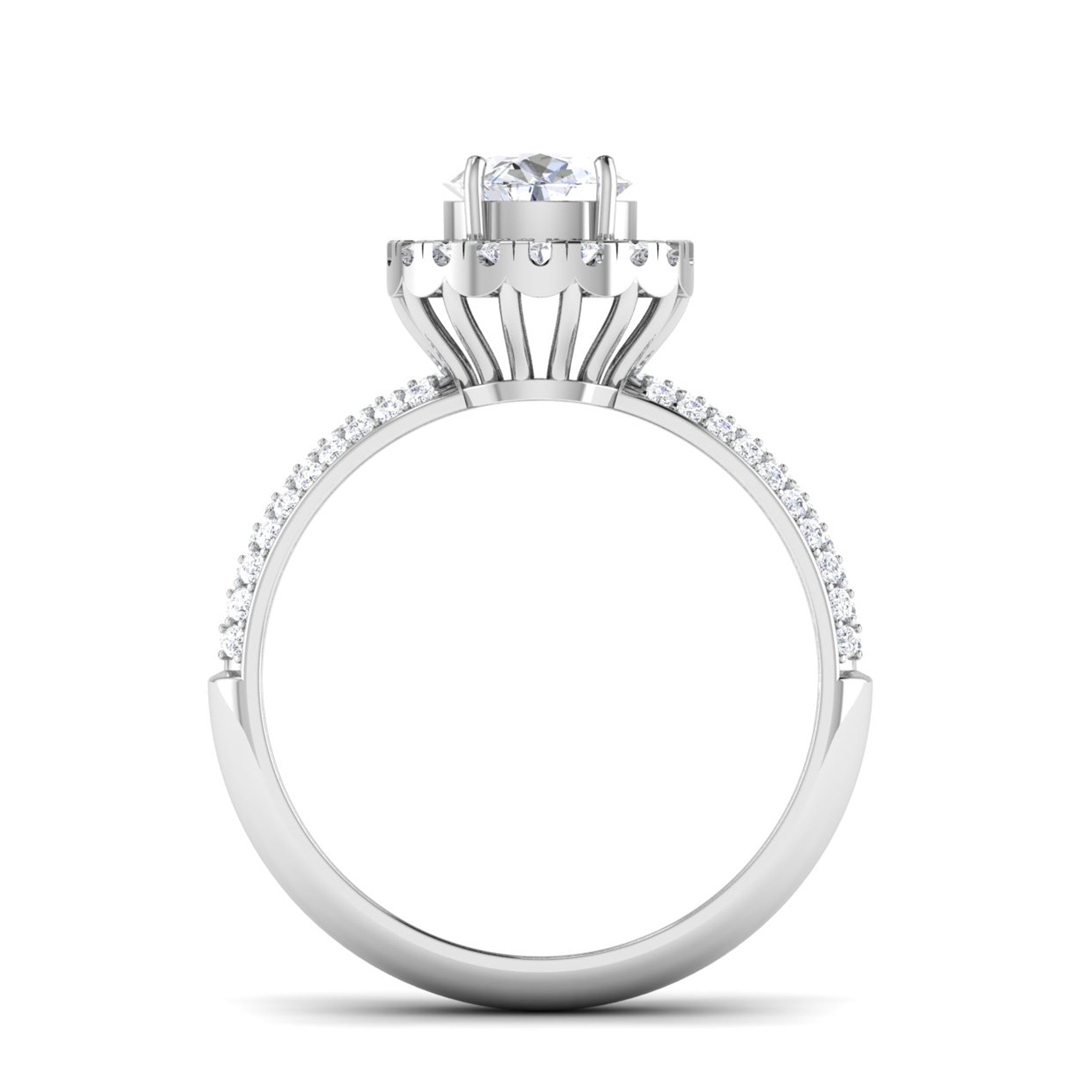 0.30cts Solitaire Halo Diamond Split Shank Platinum Engagement Ring JL PT 7006-A   Jewelove.US