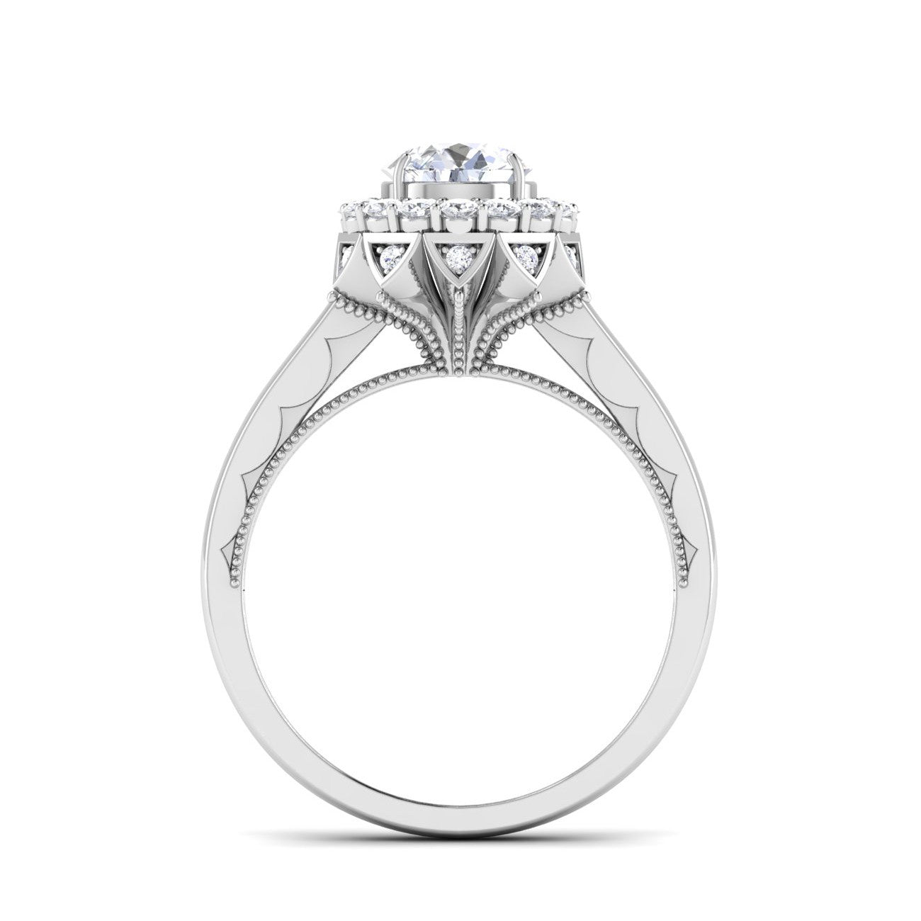 0.30cts. Solitaire Designer Platinum Double Halo Diamond Engagement Ring JL PT 6603-A   Jewelove.US