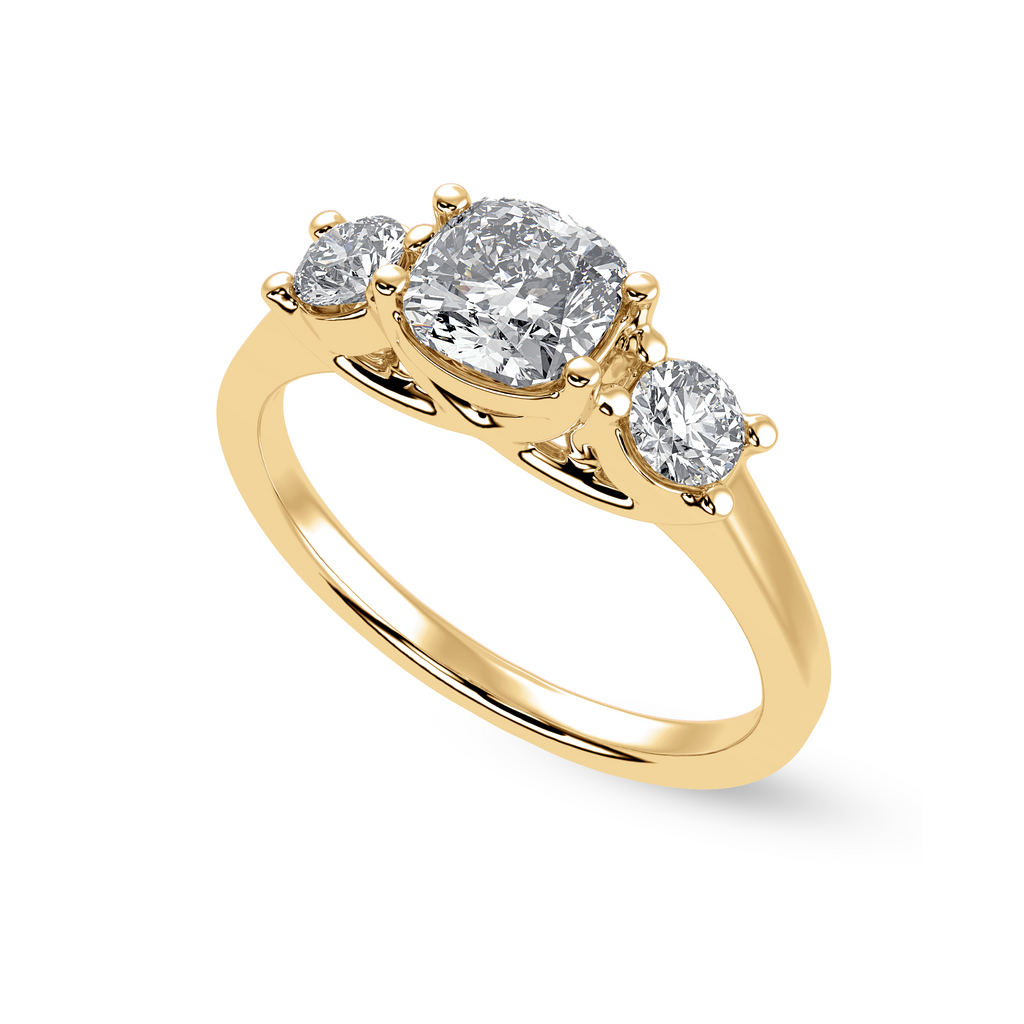 70-Pointer Cushion Cut Solitaire Diamond Accents 18K Yellow Gold Ring JL AU 1231Y-B   Jewelove.US
