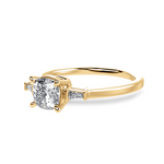 Load image into Gallery viewer, 50-Pointer Cushion Cut Solitaire with Baguette Cut Diamond Accents 18K Yellow Gold Ring JL AU 1223Y-A   Jewelove.US
