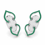 Load image into Gallery viewer, Designer Platinum Diamond &amp; Emerald Earrings for Women JL PT E NL8521E
