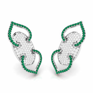 Designer Platinum Diamond & Emerald Earrings for Women JL PT E NL8521E
