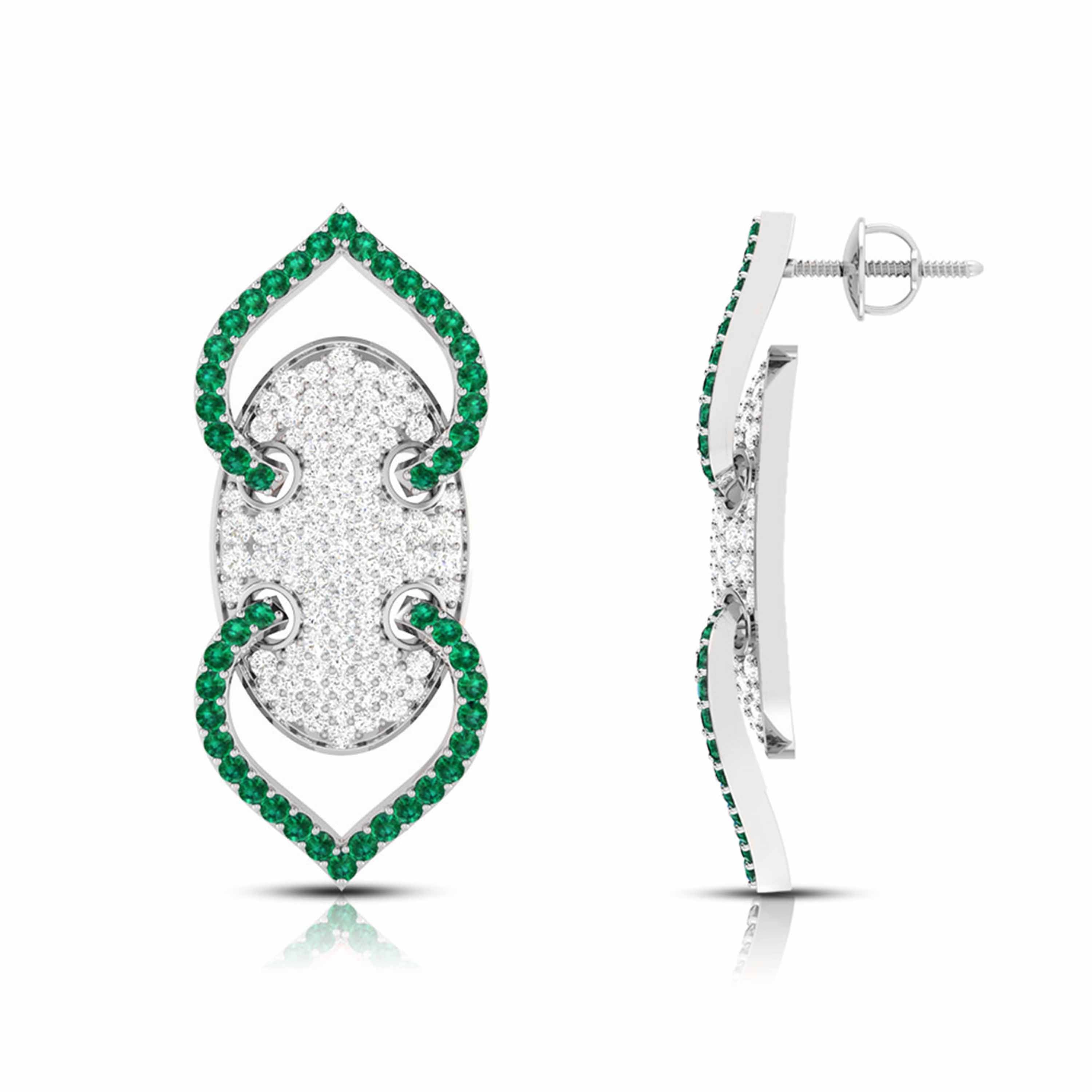 Designer Platinum Diamond & Emerald Earrings for Women JL PT E NL8521E