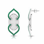 Load image into Gallery viewer, Designer Platinum Diamond &amp; Emerald Earrings for Women JL PT E NL8521E
