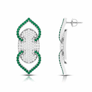 Designer Platinum Diamond & Emerald Earrings for Women JL PT E NL8521E