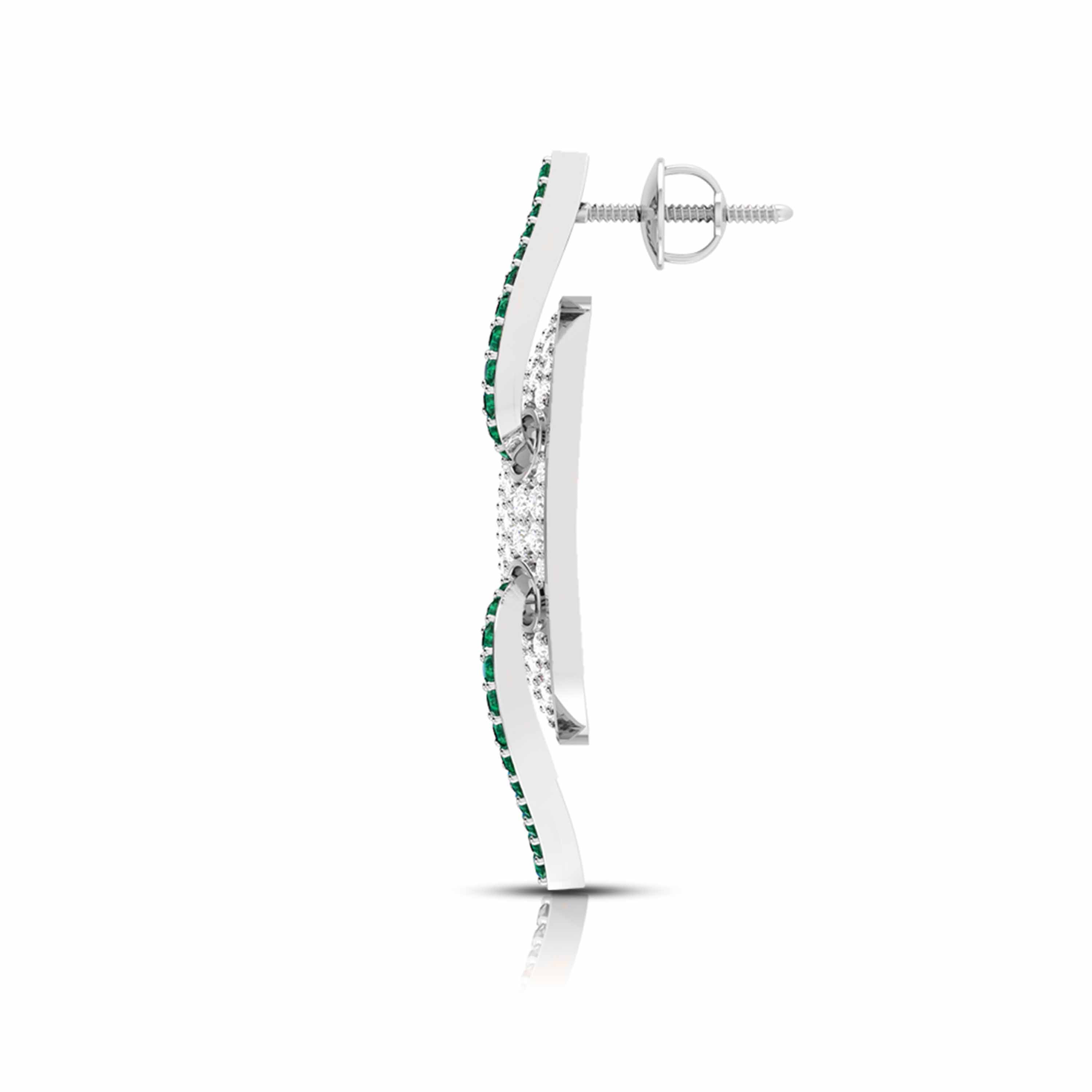 Designer Platinum Diamond & Emerald Earrings for Women JL PT E NL8521E