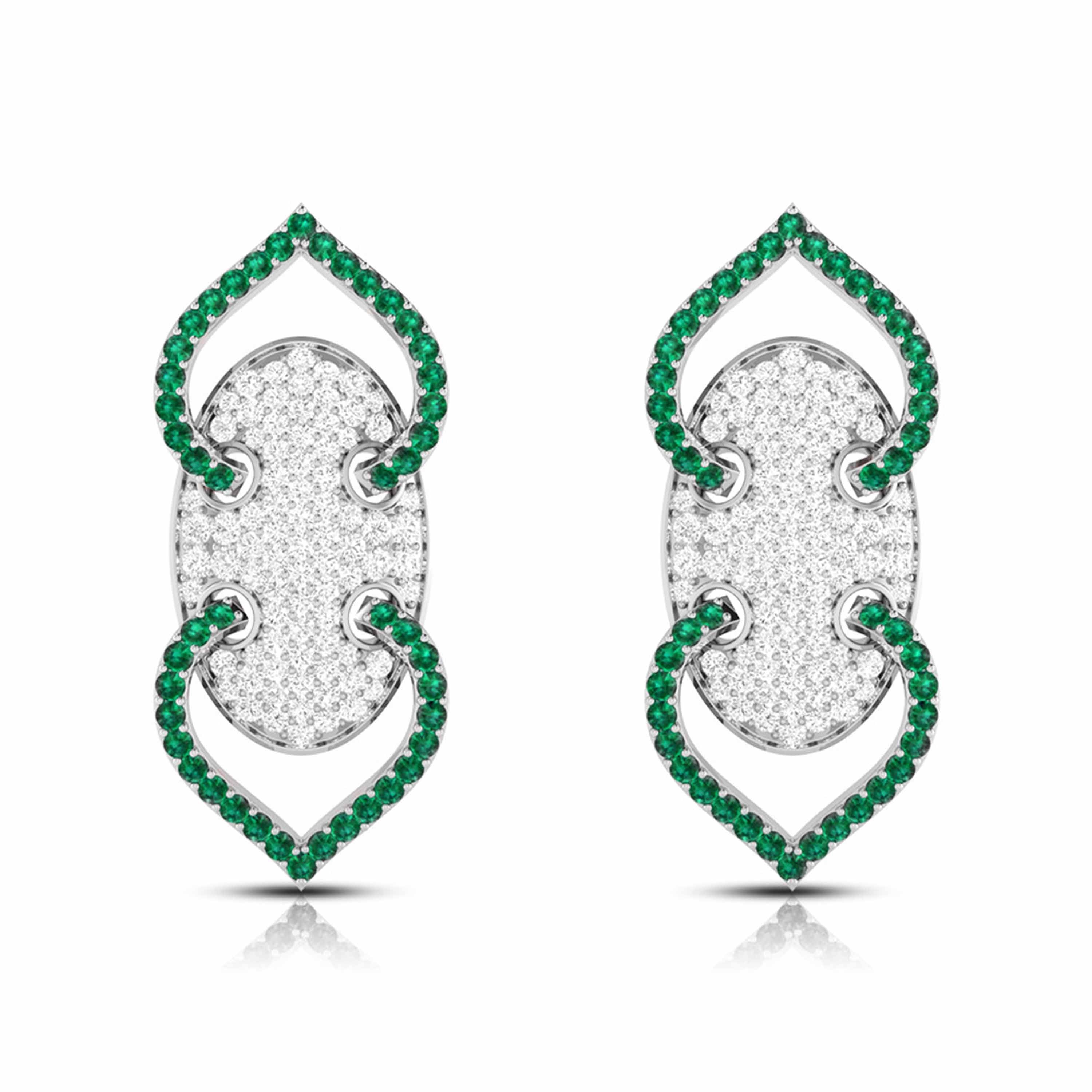 Designer Platinum Diamond & Emerald Earrings for Women JL PT E NL8521E