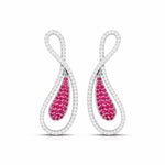 Load image into Gallery viewer, Designer Platinum with Diamond &amp; Ruby Earrings for Women JL PT E NL8523R
