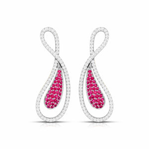 Designer Platinum with Diamond & Ruby Earrings for Women JL PT E NL8523R