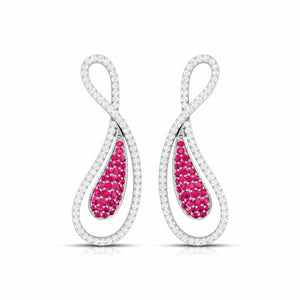 Designer Platinum with Diamond & Ruby Earrings for Women JL PT E NL8523R   Jewelove.US