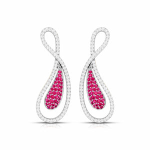 Designer Platinum with Diamond & Ruby Earrings for Women JL PT E NL8523R