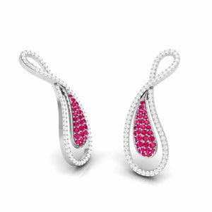 Designer Platinum with Diamond & Ruby Earrings for Women JL PT E NL8523R