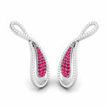 Load image into Gallery viewer, Designer Platinum with Diamond &amp; Ruby Earrings for Women JL PT E NL8523R

