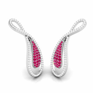 Designer Platinum with Diamond & Ruby Earrings for Women JL PT E NL8523R