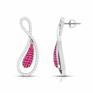 Designer Platinum with Diamond & Ruby Earrings for Women JL PT E NL8523R