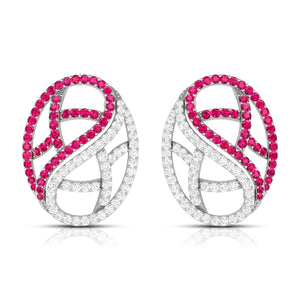 Designer Platinum with Diamond Ruby Earrings for Women JL PT E NL8526R