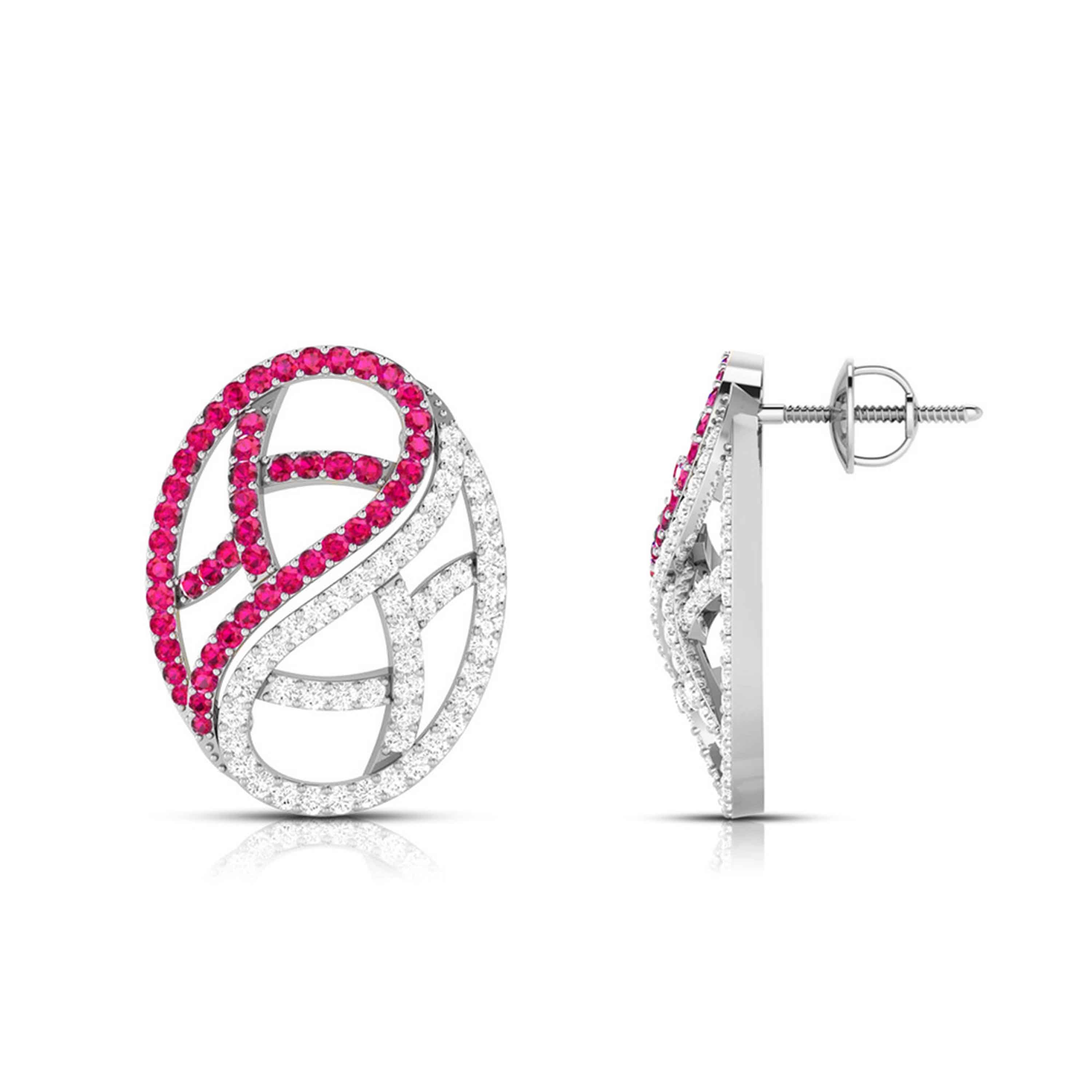 Designer Platinum with Diamond Ruby Earrings for Women JL PT E NL8526R   Jewelove.US