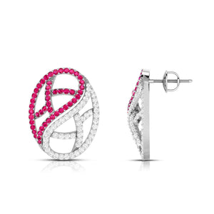 Designer Platinum with Diamond Ruby Earrings for Women JL PT E NL8526R   Jewelove.US