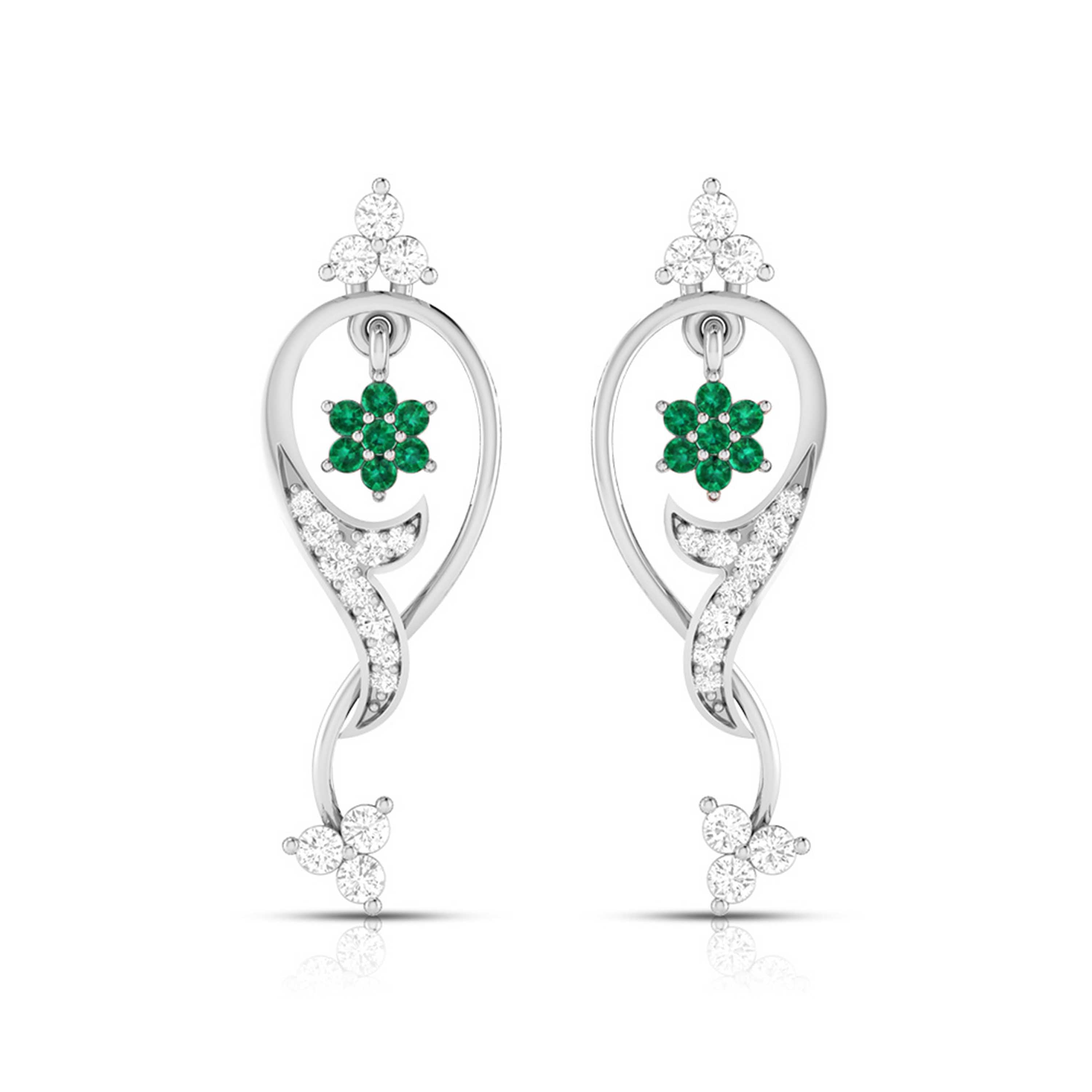 Designer Platinum with Diamond Earrings for Women JL PT E NL8538  Green Jewelove.US