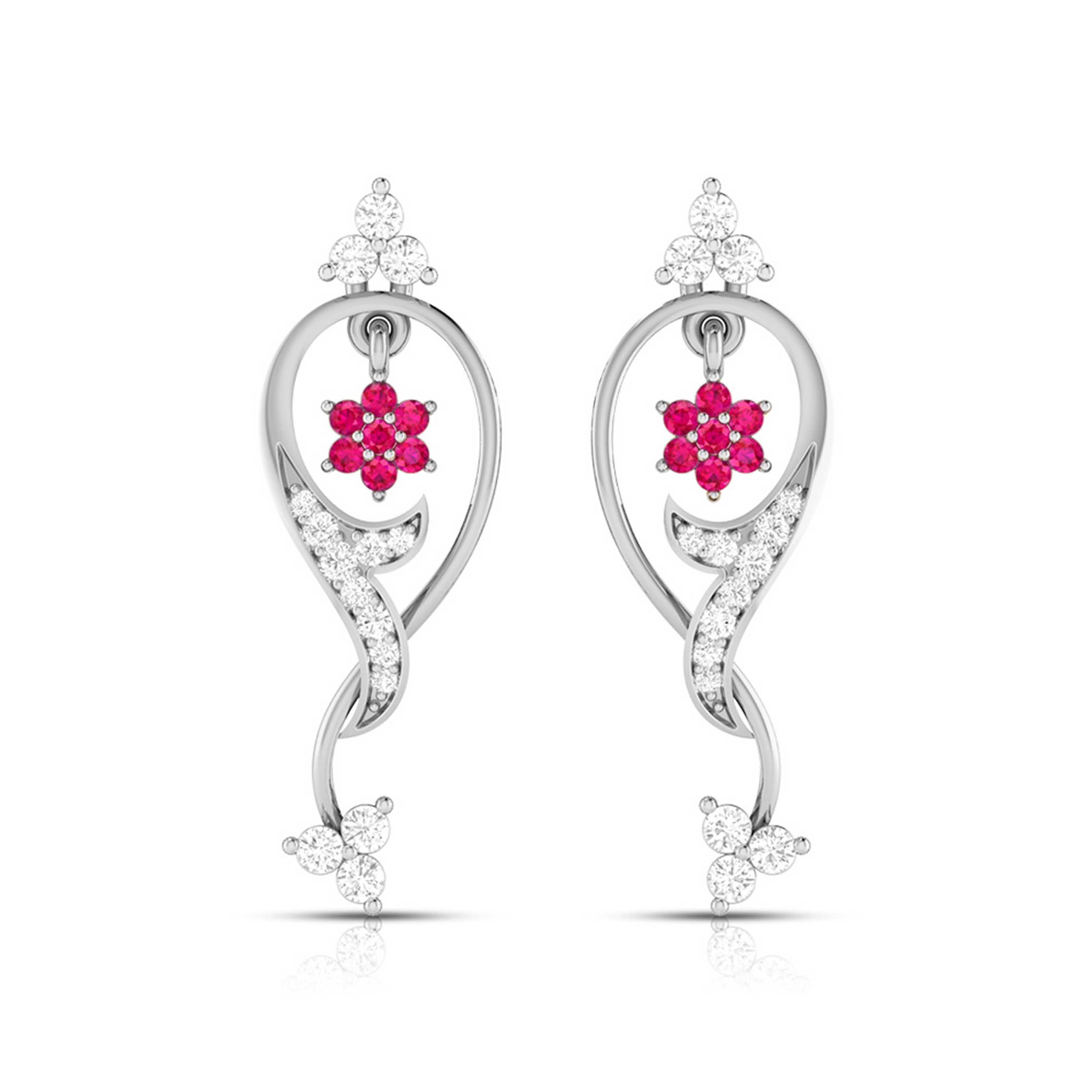 Designer Platinum with Diamond Earrings for Women JL PT E NL8538  Red Jewelove.US