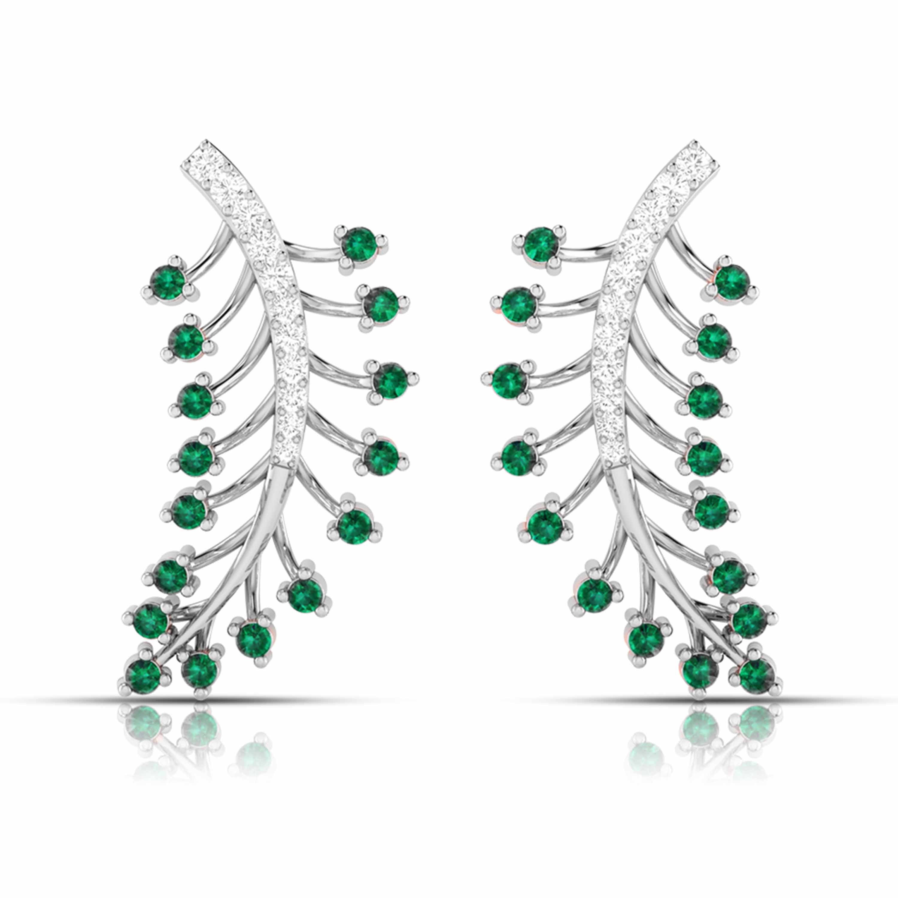 Designer Platinum Diamond Earrings for Women JL PT E NL8587  Green Jewelove.US