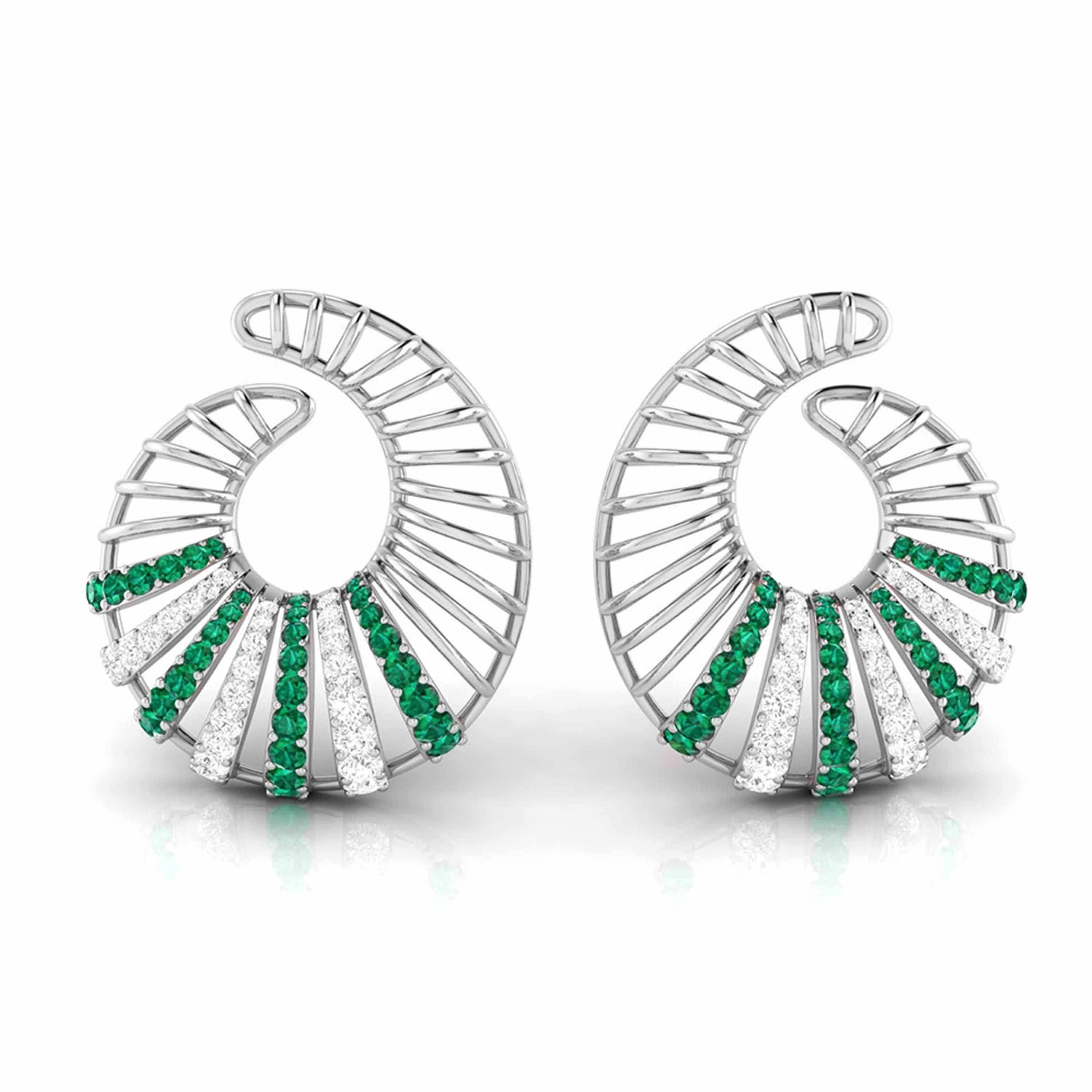 Designer Platinum Diamond Earrings for Women JL PT E NL8598  Green Jewelove.US