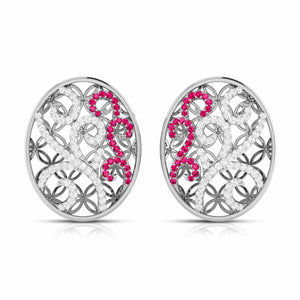 Platinum Diamond Pendant Set with Ruby JL PT PE NL8605R  Earrings-only Jewelove.US