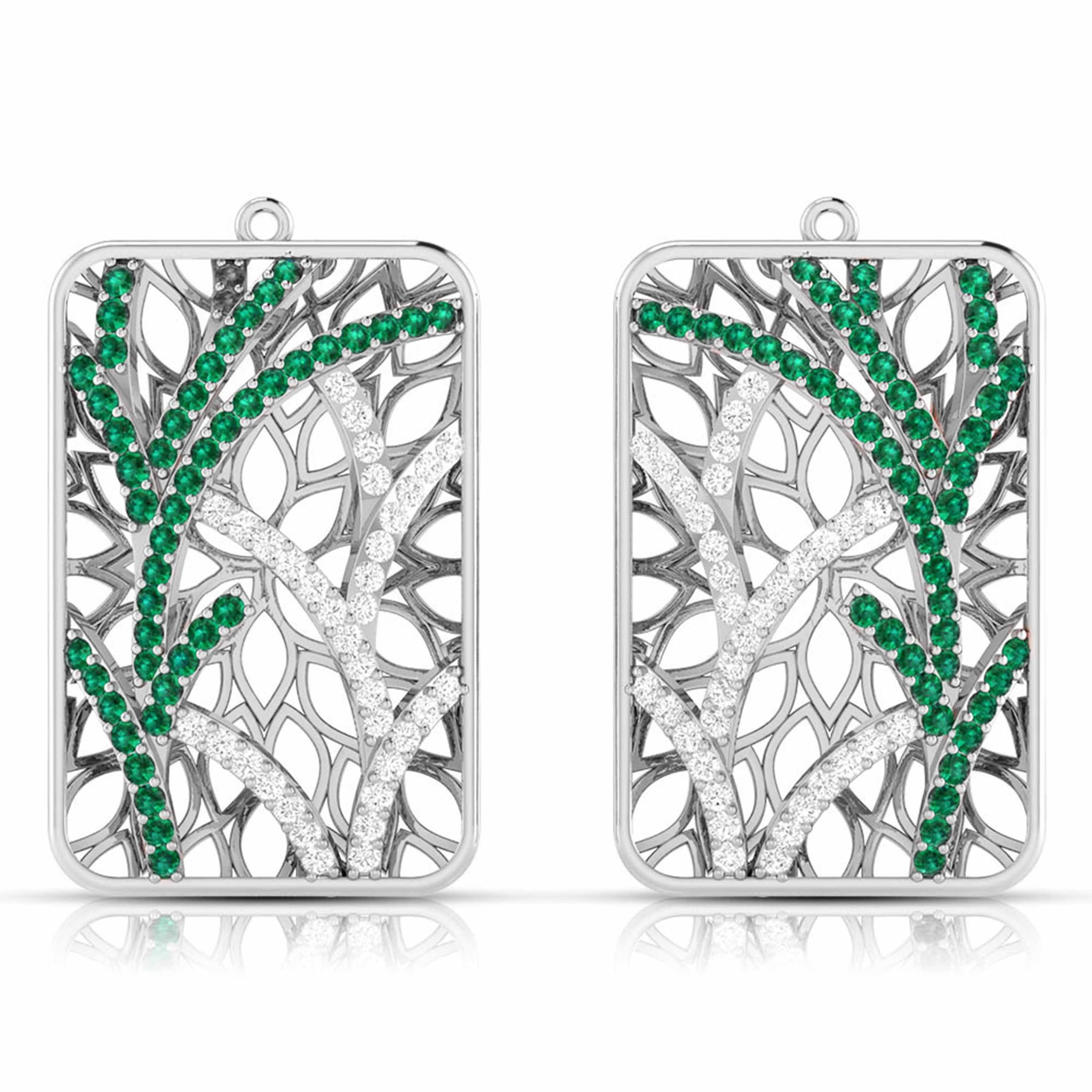 Designer Platinum Diamond Earrings for Women JL PT E NL8607  Green Jewelove.US