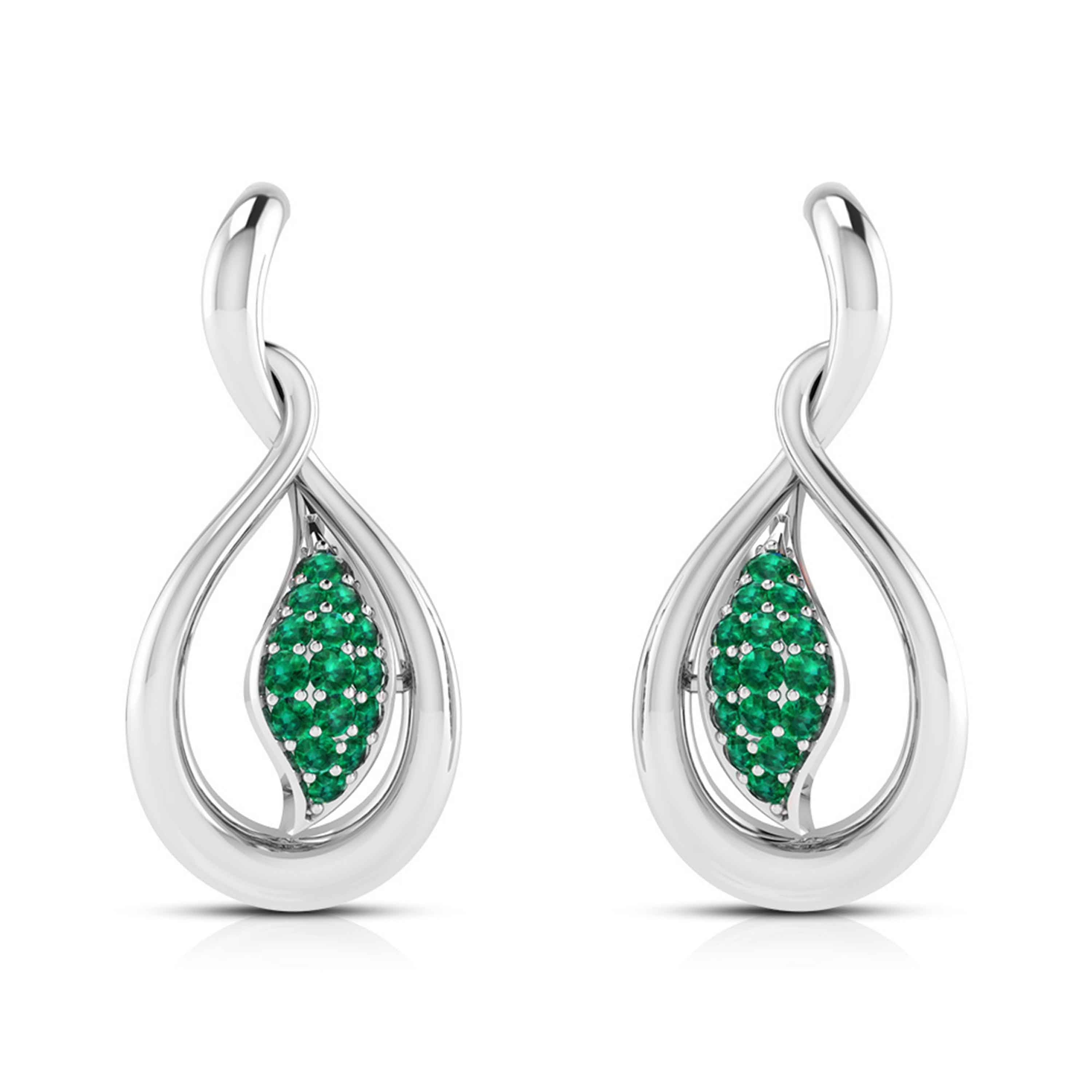 Platinum Earrings for Women JL PT E NL8635  Green Jewelove.US