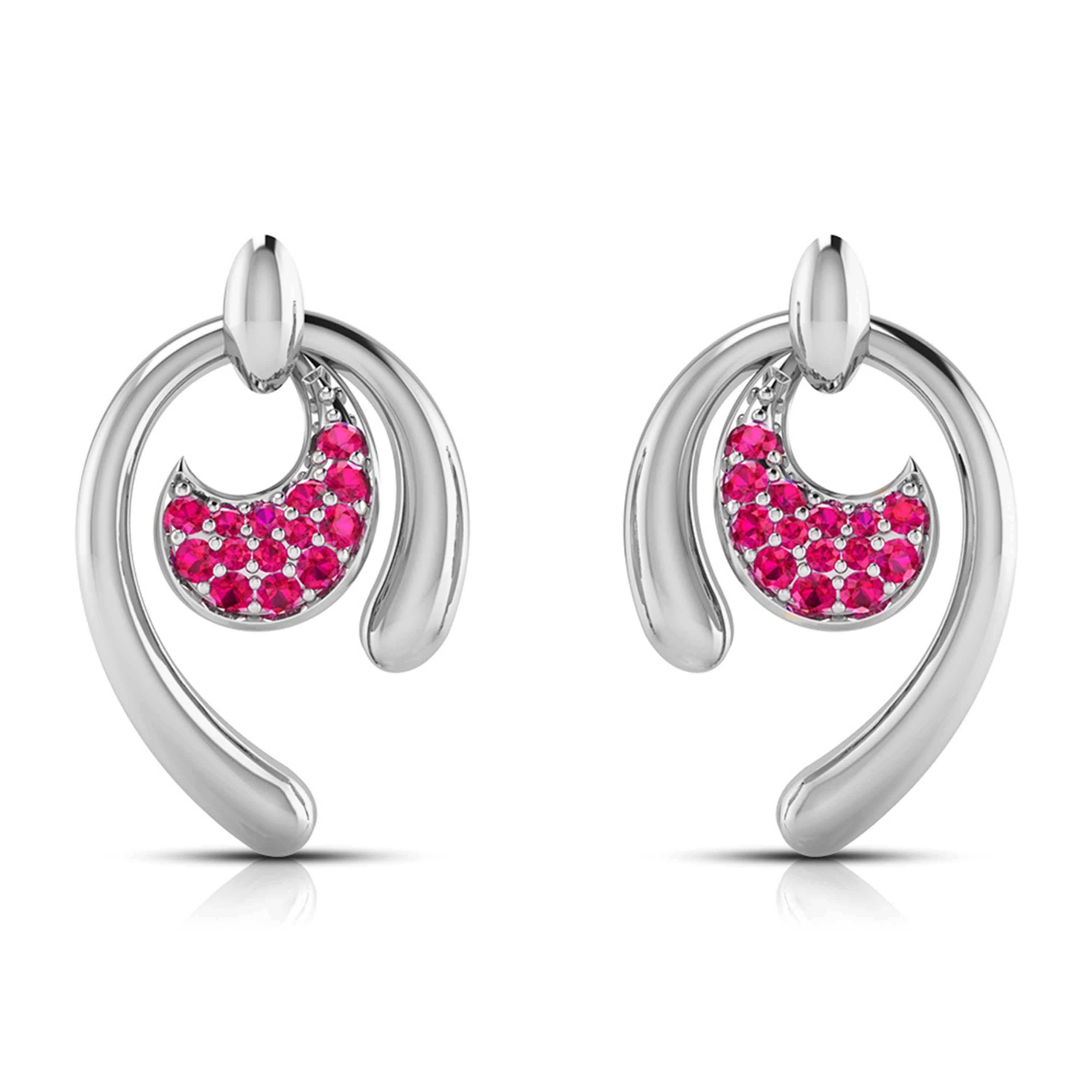 Platinum Ruby Earrings for Women JL PT E NL8636R  Red Jewelove.US