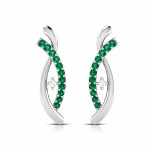 Platinum Diamond Earrings With Emerald for Women JL PT E NL8655